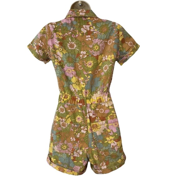 Show Me Your MuMu XS Denim Floral Boho Cannon Romper Groovy Blooms Extra Small - Picture 3 of 13